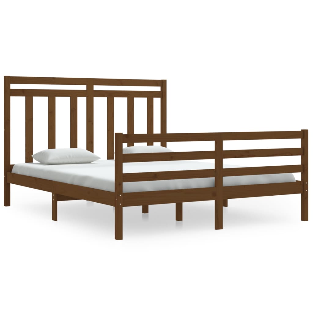 Bedframe Massief Hout Honingbruin 160X200 Cm