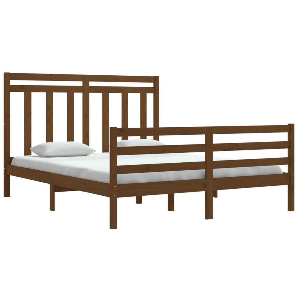 Bedframe Massief Hout Honingbruin 160X200 Cm