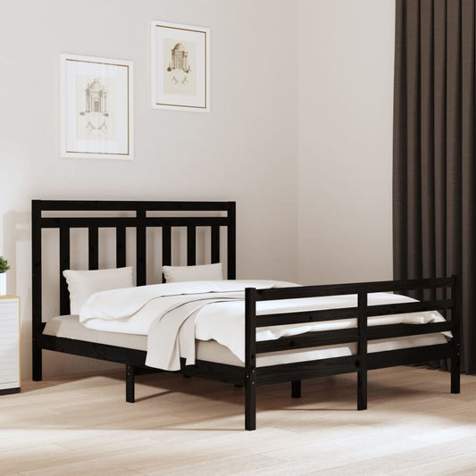 Bedframe Massief Hout Zwart 160X200 Cm