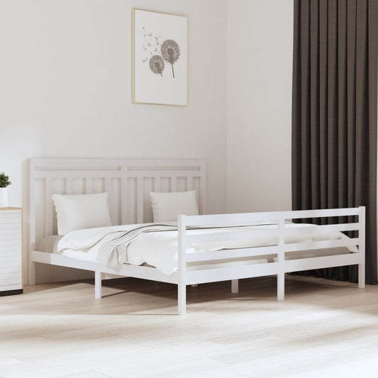 Bedframe Massief Hout Wit 180X200 Cm 6Ft Super King