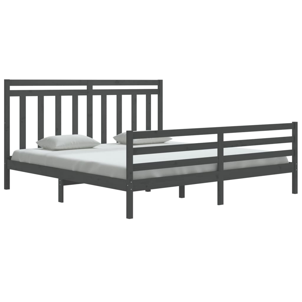 Bedframe Massief Hout Grijs 180X200 Cm 6Ft Super King