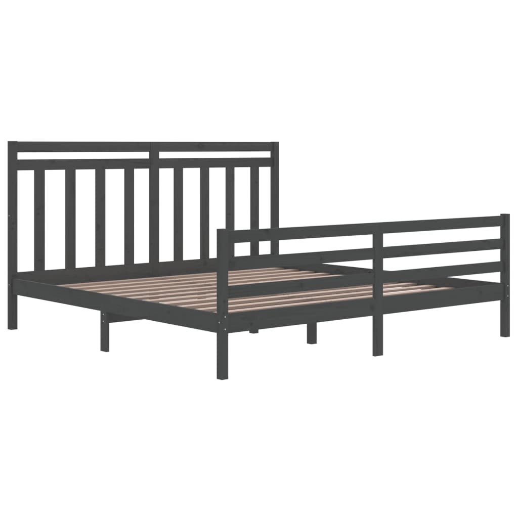 Bedframe Massief Hout Grijs 180X200 Cm 6Ft Super King