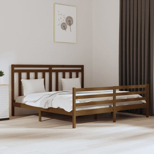 Bedframe Massief Hout Honingbruin 180X200 Cm 6Ft Super King