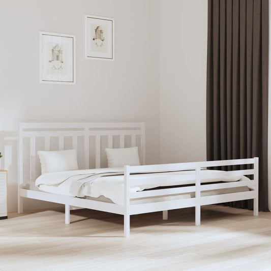 Bedframe Massief Hout Wit 200X200 Cm