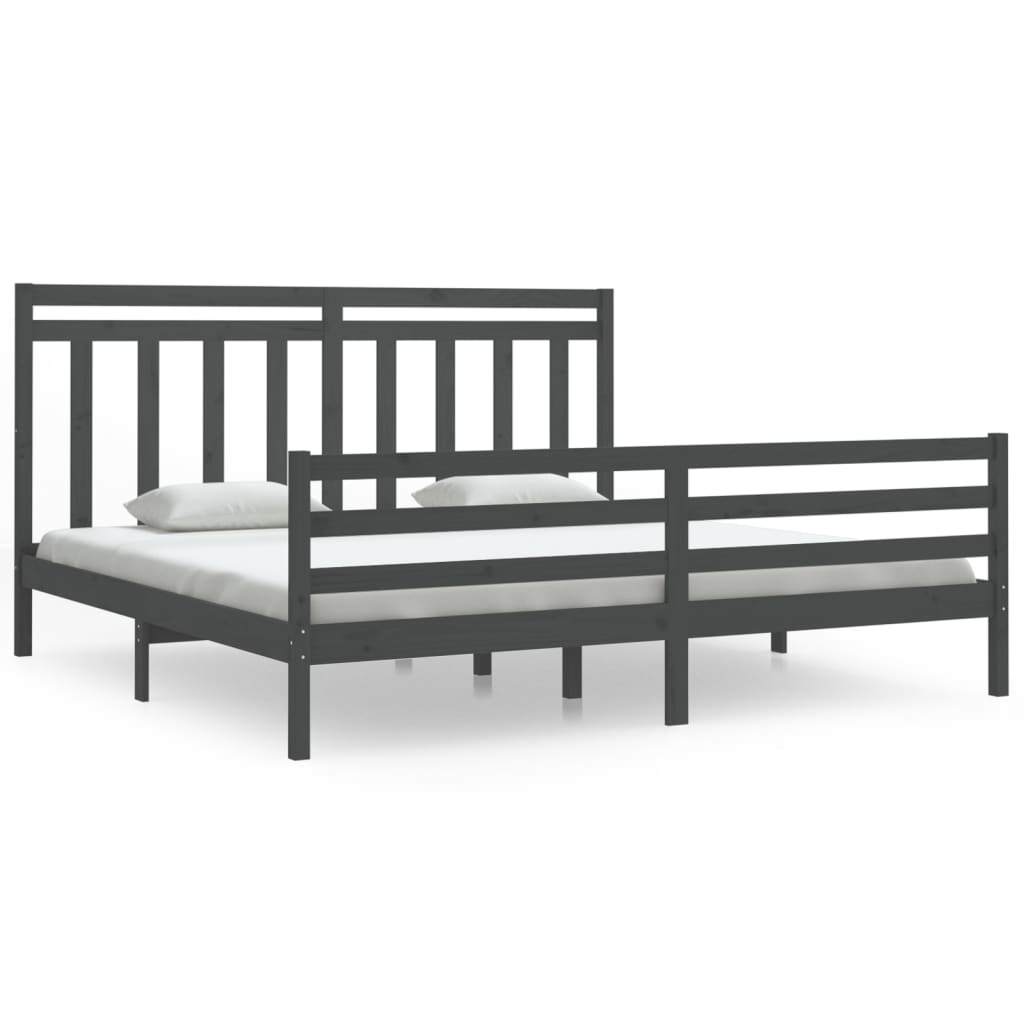 Bedframe Massief Hout Grijs 200X200 Cm