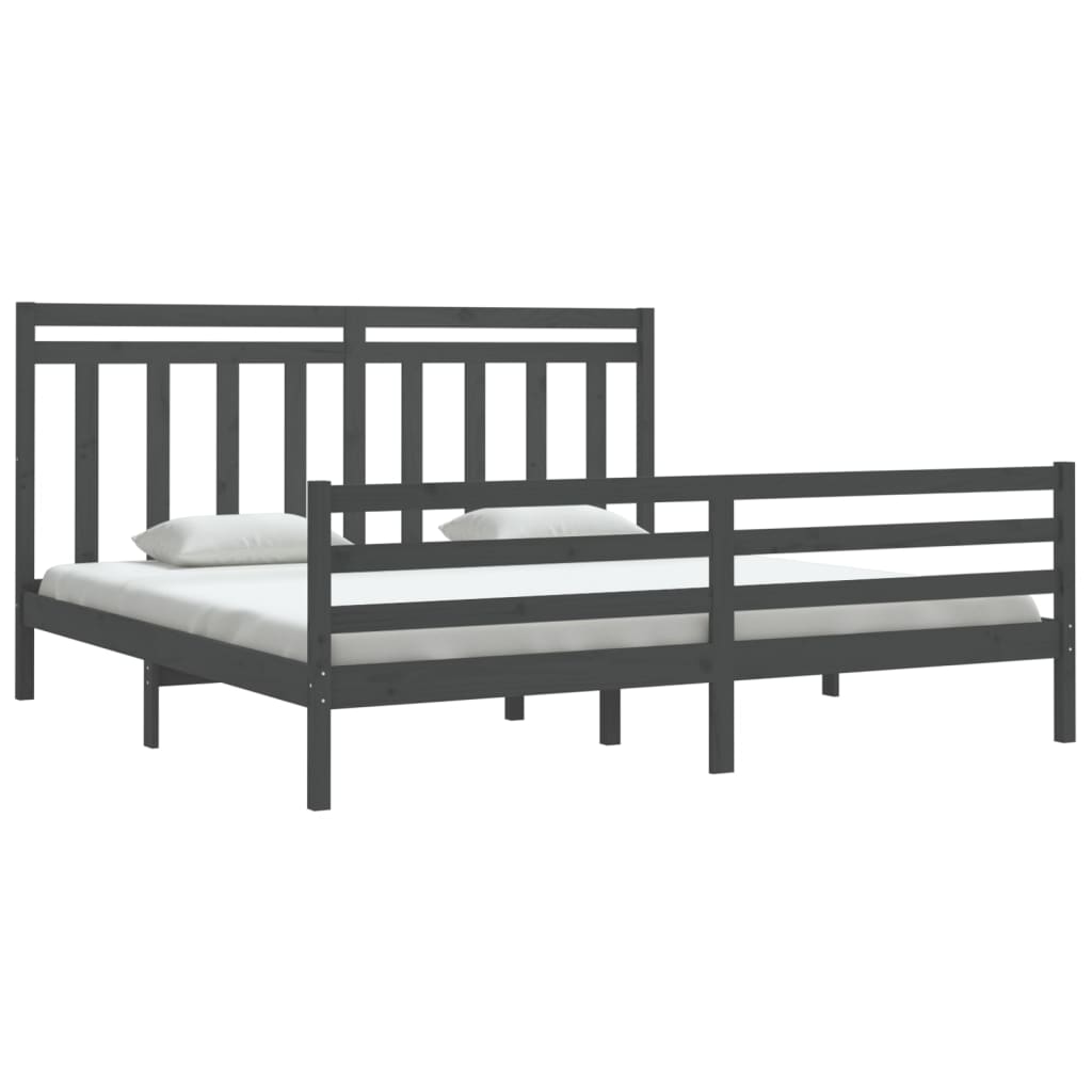 Bedframe Massief Hout Grijs 200X200 Cm