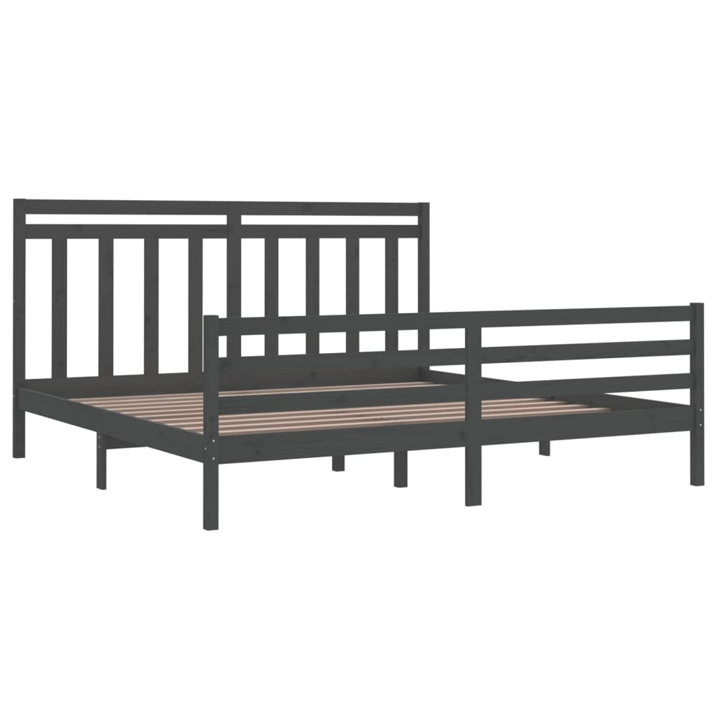 Bedframe Massief Hout Grijs 200X200 Cm