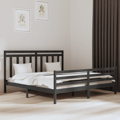 Bedframe Massief Hout Grijs 200X200 Cm