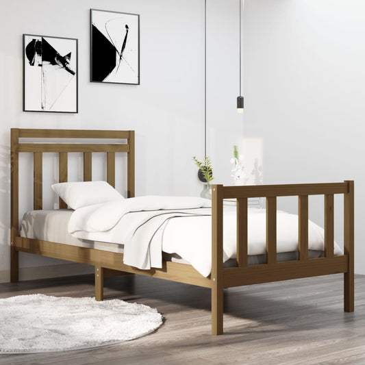 Bedframe Massief Hout Honingbruin 75X190 Cm 2Ft6 Small Single