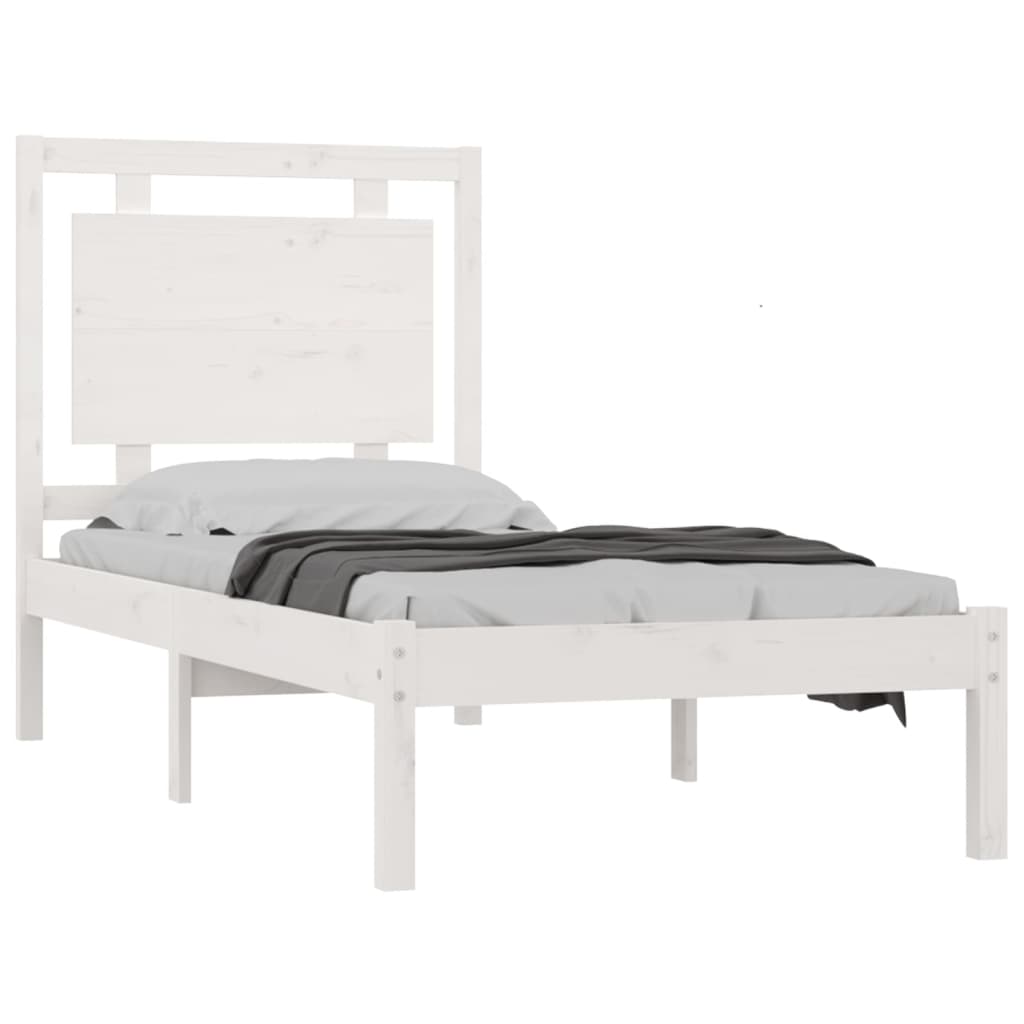Bedframe Massief Hout Wit 90X200 Cm
