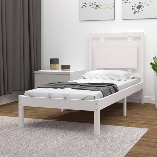 Bedframe Massief Hout Wit 90X200 Cm