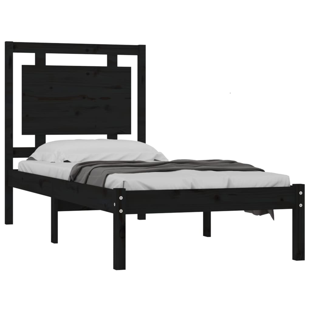 Bedframe Massief Hout Zwart 90X200 Cm