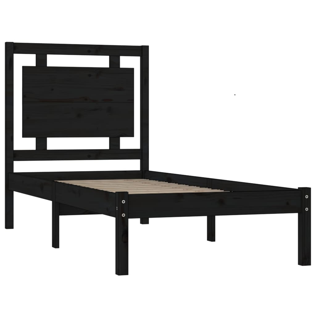 Bedframe Massief Hout Zwart 90X200 Cm