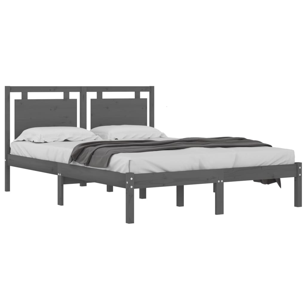 Bedframe Massief Hout Grijs 120X200 Cm