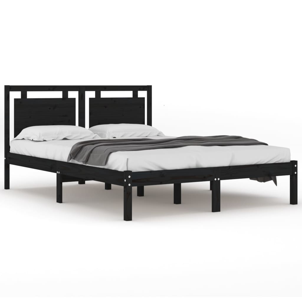 Bedframe Massief Hout Zwart 200X200 Cm
