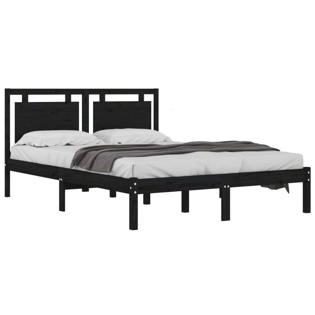 Bedframe Massief Hout Zwart 200X200 Cm