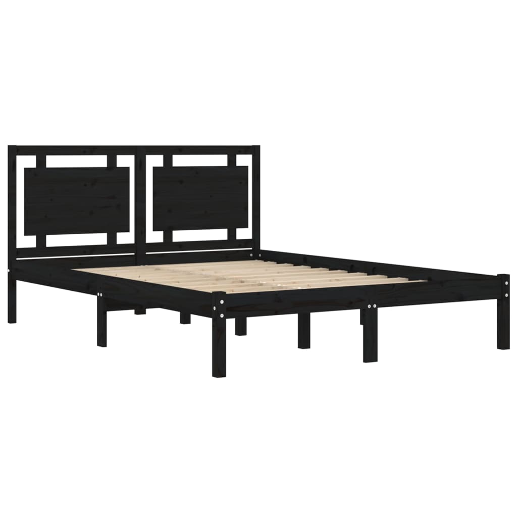 Bedframe Massief Hout Zwart 200X200 Cm
