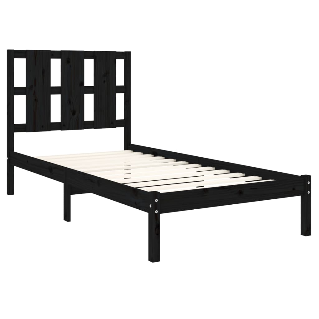 Bedframe Massief Hout Zwart 75X190 Cm 2Ft6 Small Single