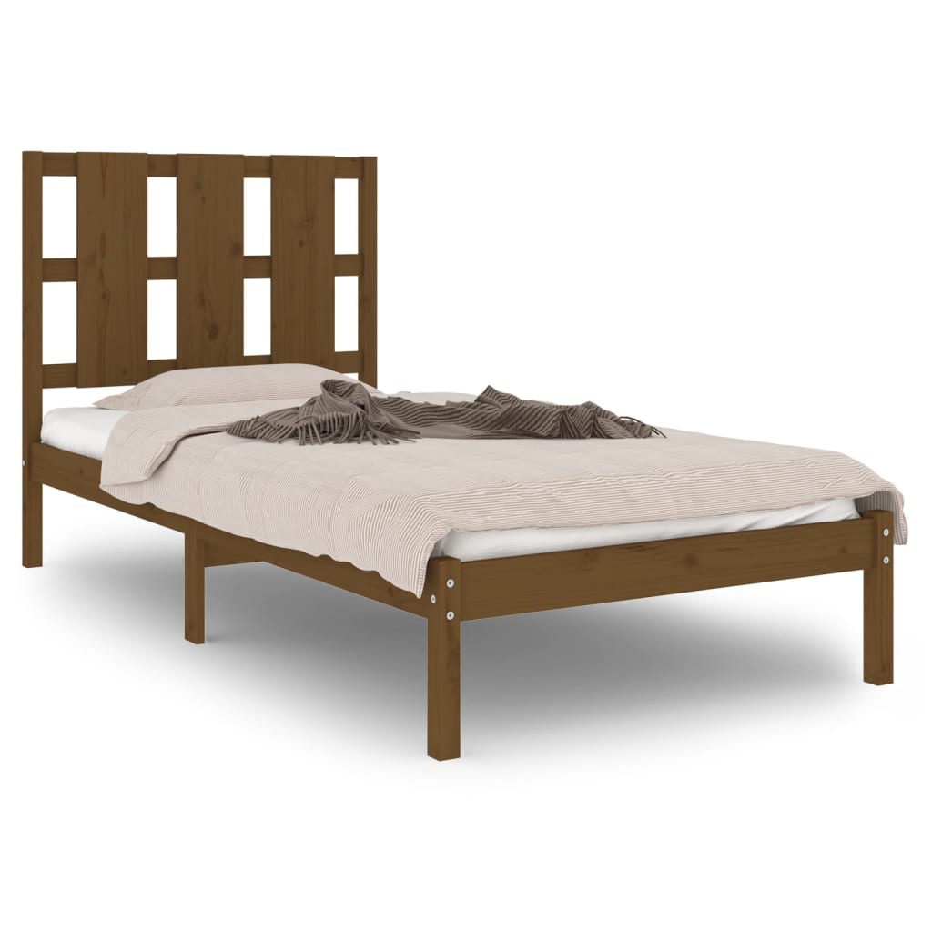Bedframe Massief Hout Honingbruin 90X190 Cm 3Ft Single