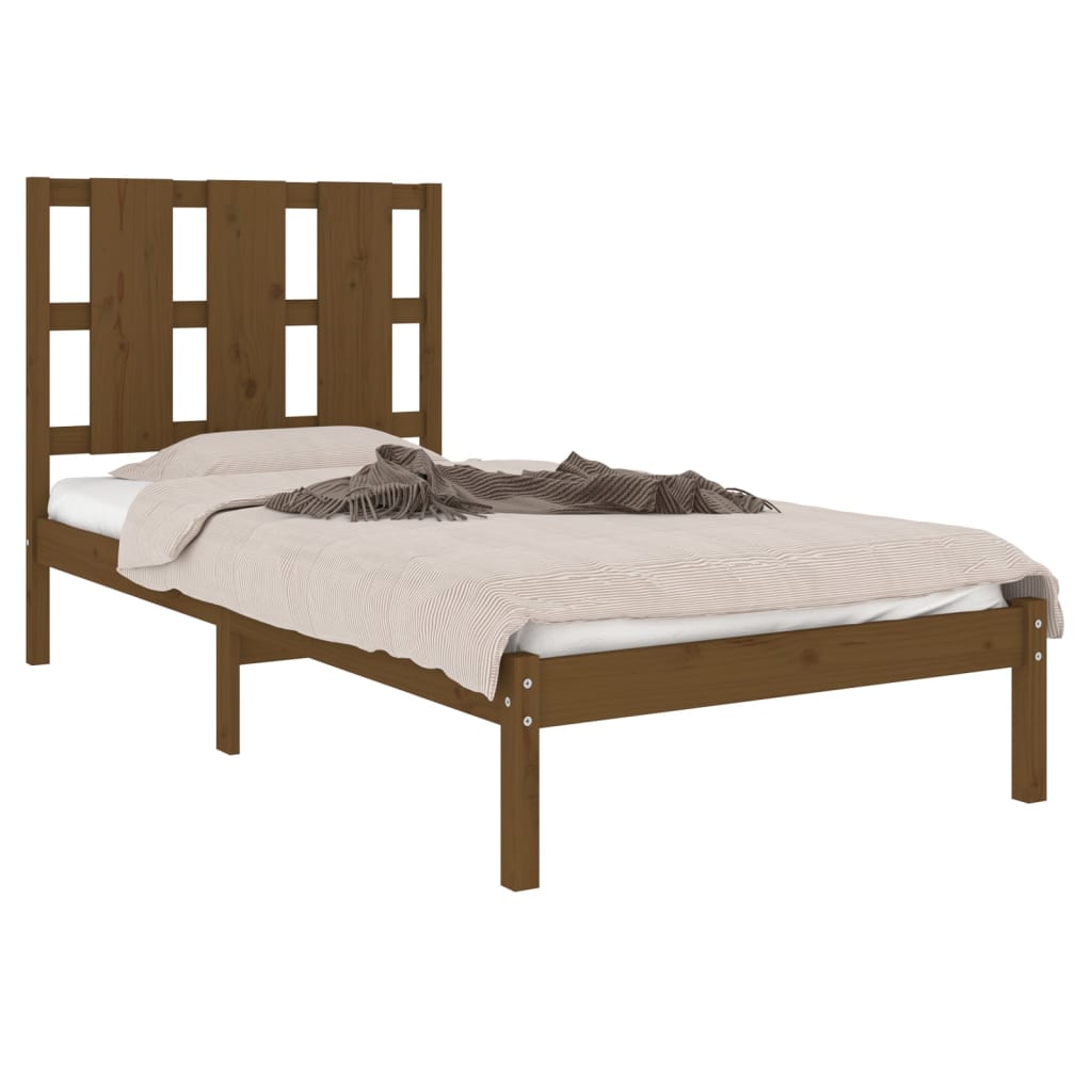 Bedframe Massief Hout Honingbruin 90X190 Cm 3Ft Single