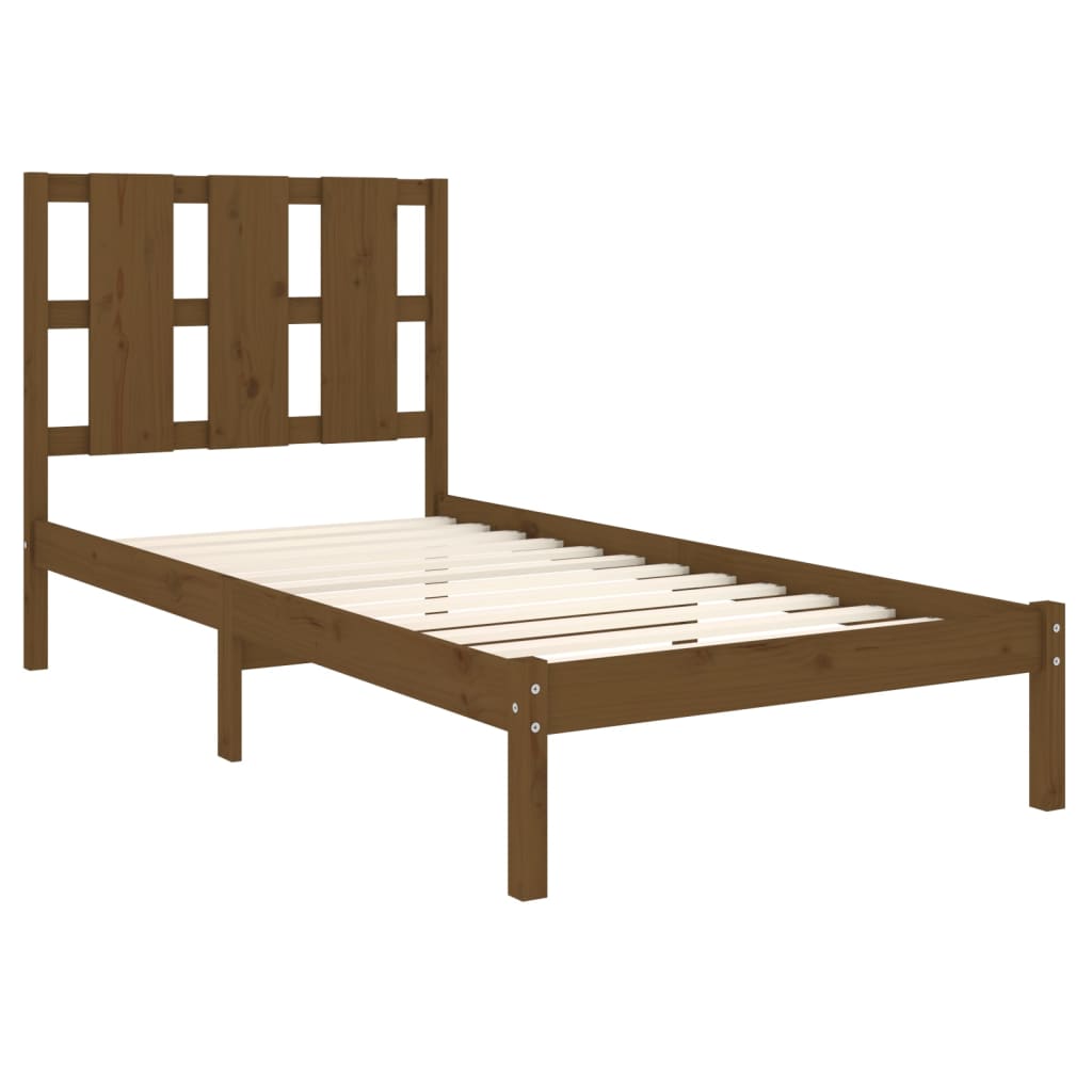 Bedframe Massief Hout Honingbruin 90X190 Cm 3Ft Single