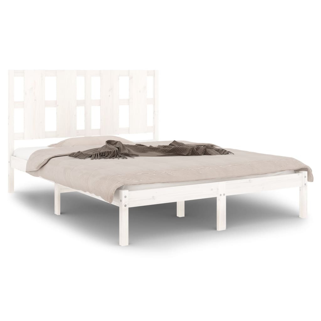 Bedframe Massief Hout Wit 120X190 Cm 4Ft Small Double