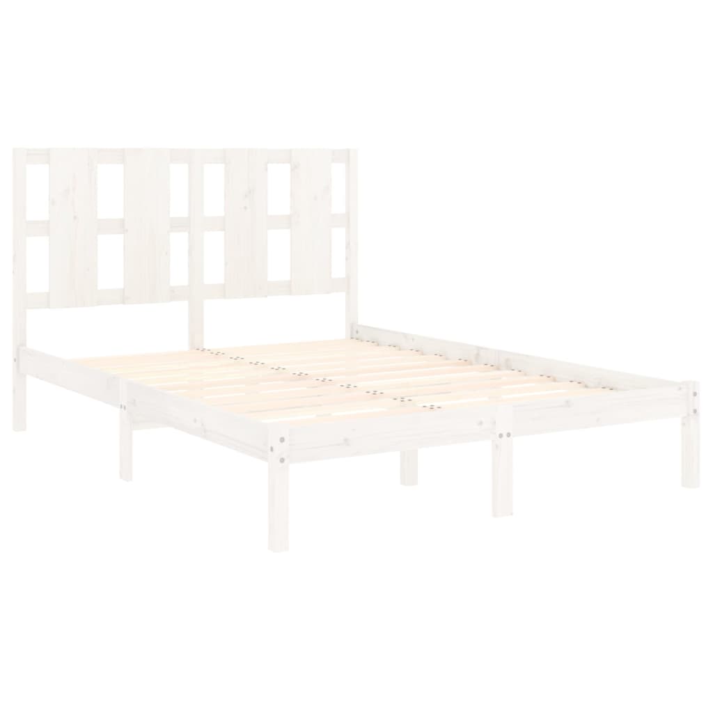 Bedframe Massief Hout Wit 120X190 Cm 4Ft Small Double