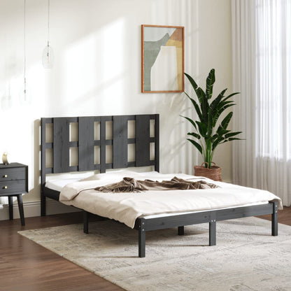 Bedframe Massief Hout Grijs 120X190 Cm 4Ft Small Double