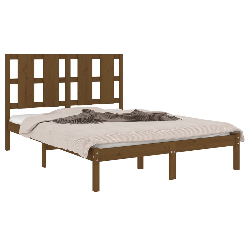 Bedframe Massief Hout Honingbruin 135X190 Cm 4Ft6 Double