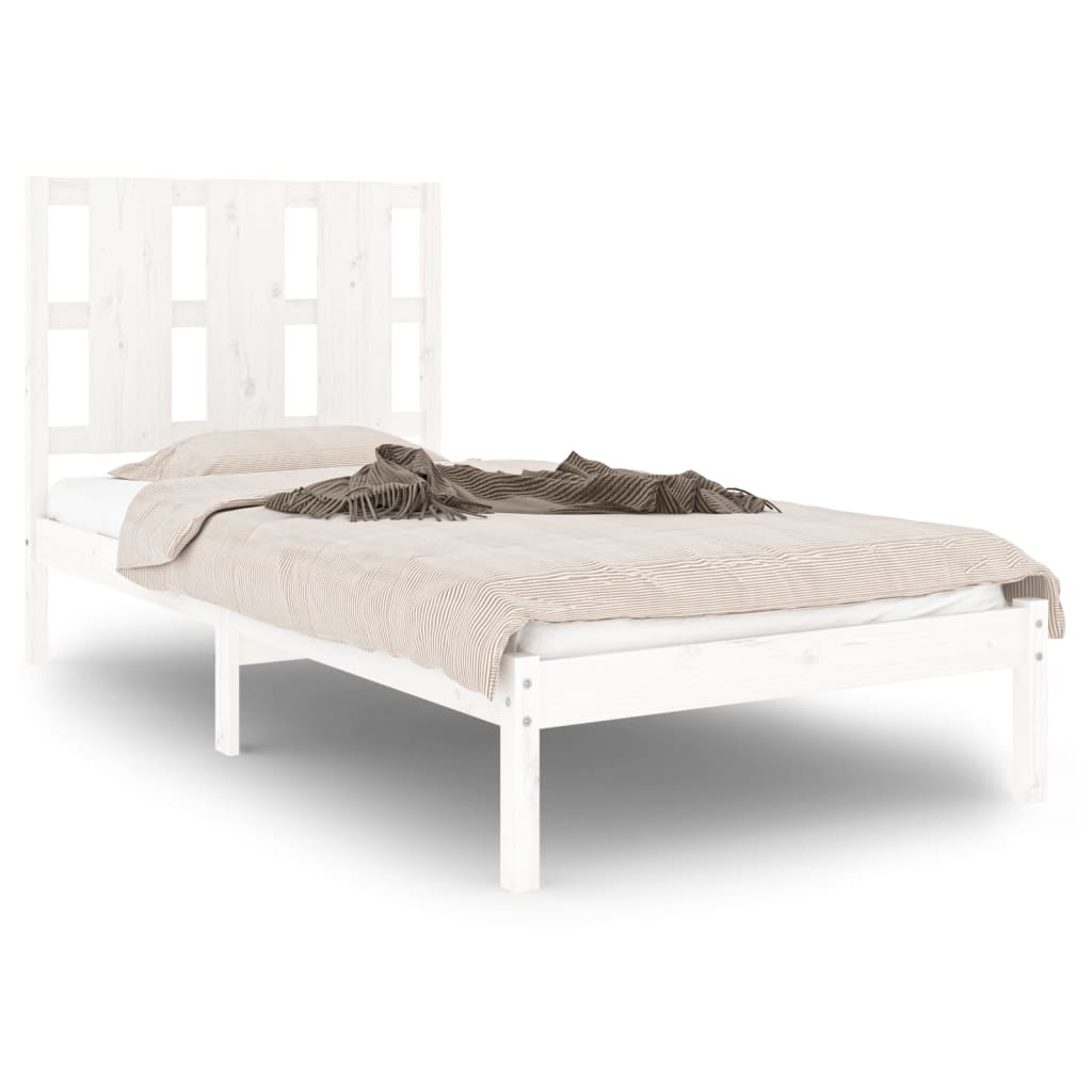 Bedframe Massief Grenenhout Wit 100X200 Cm