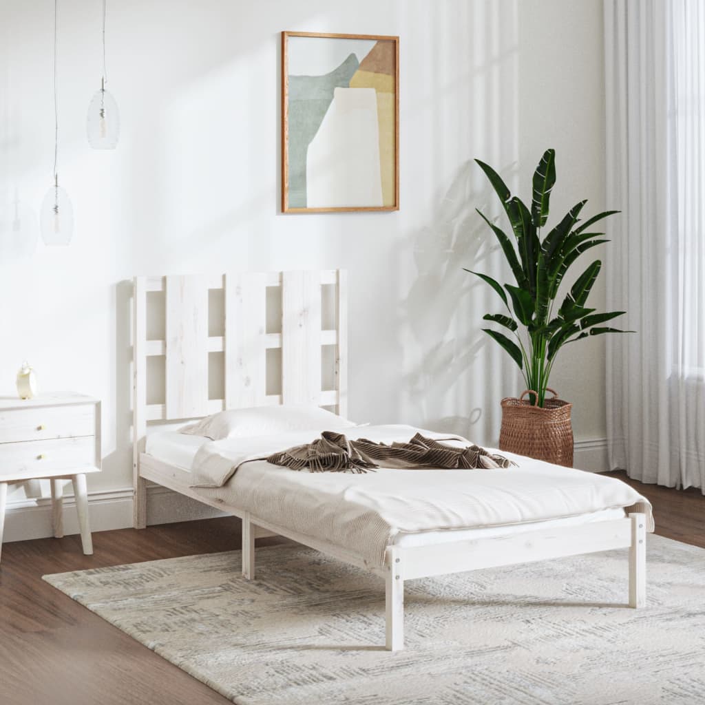 Bedframe Massief Grenenhout Wit 100X200 Cm