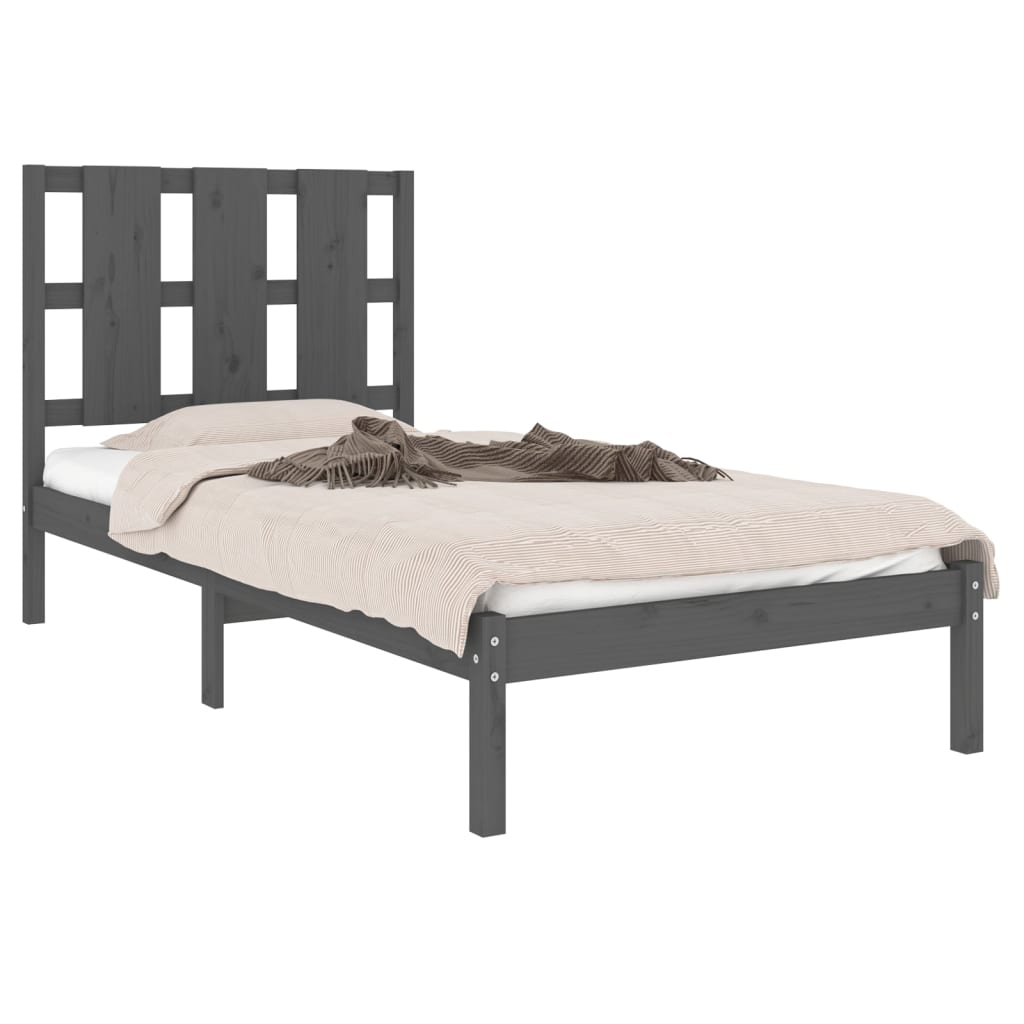 Bedframe Massief Grenenhout Grijs 100X200 Cm