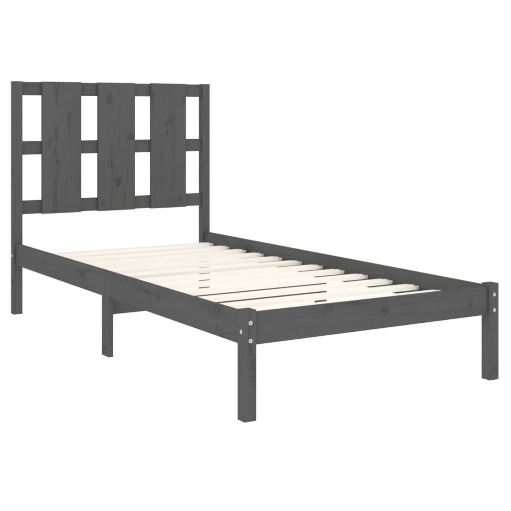 Bedframe Massief Grenenhout Grijs 100X200 Cm