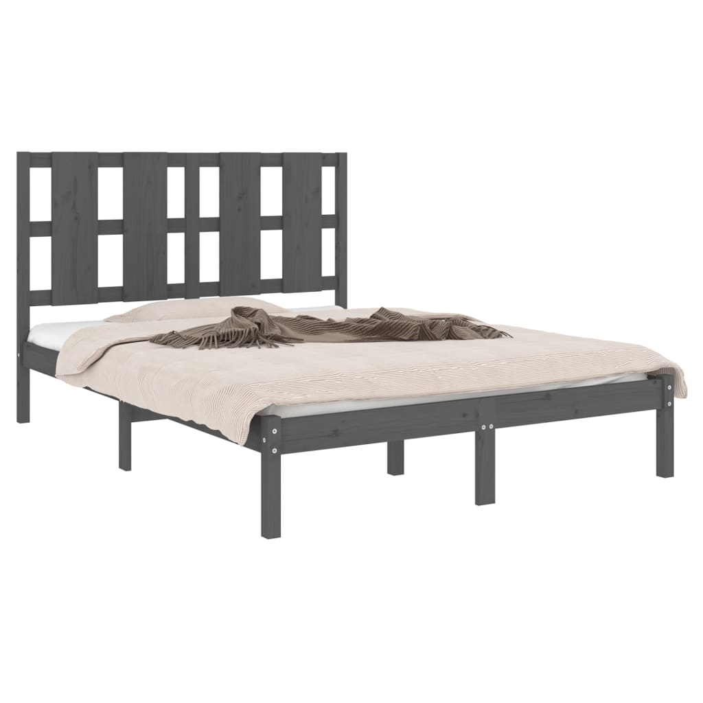 Bedframe Massief Grenenhout Grijs 120X200 Cm