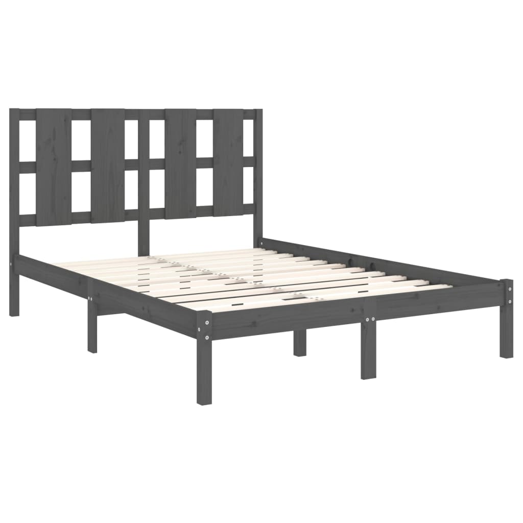 Bedframe Massief Grenenhout Grijs 120X200 Cm