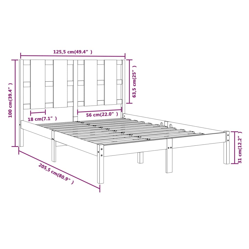 Bedframe Massief Grenenhout Honingbruin 120X200 Cm
