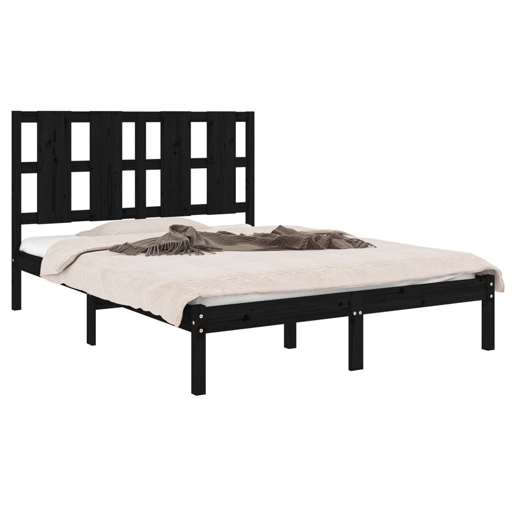 Bedframe Massief Grenenhout Zwart 120X200 Cm