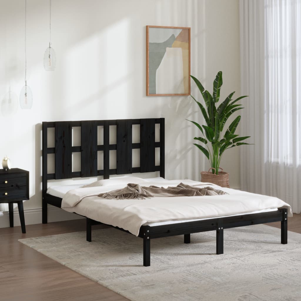Bedframe Massief Grenenhout Zwart 120X200 Cm
