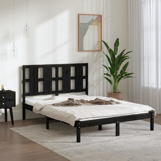 Bedframe Massief Grenenhout Zwart 120X200 Cm