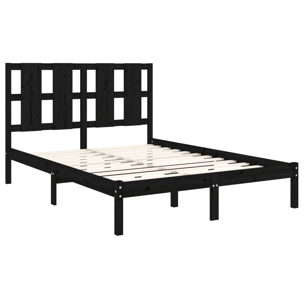 Bedframe Massief Grenenhout Zwart 140X200 Cm