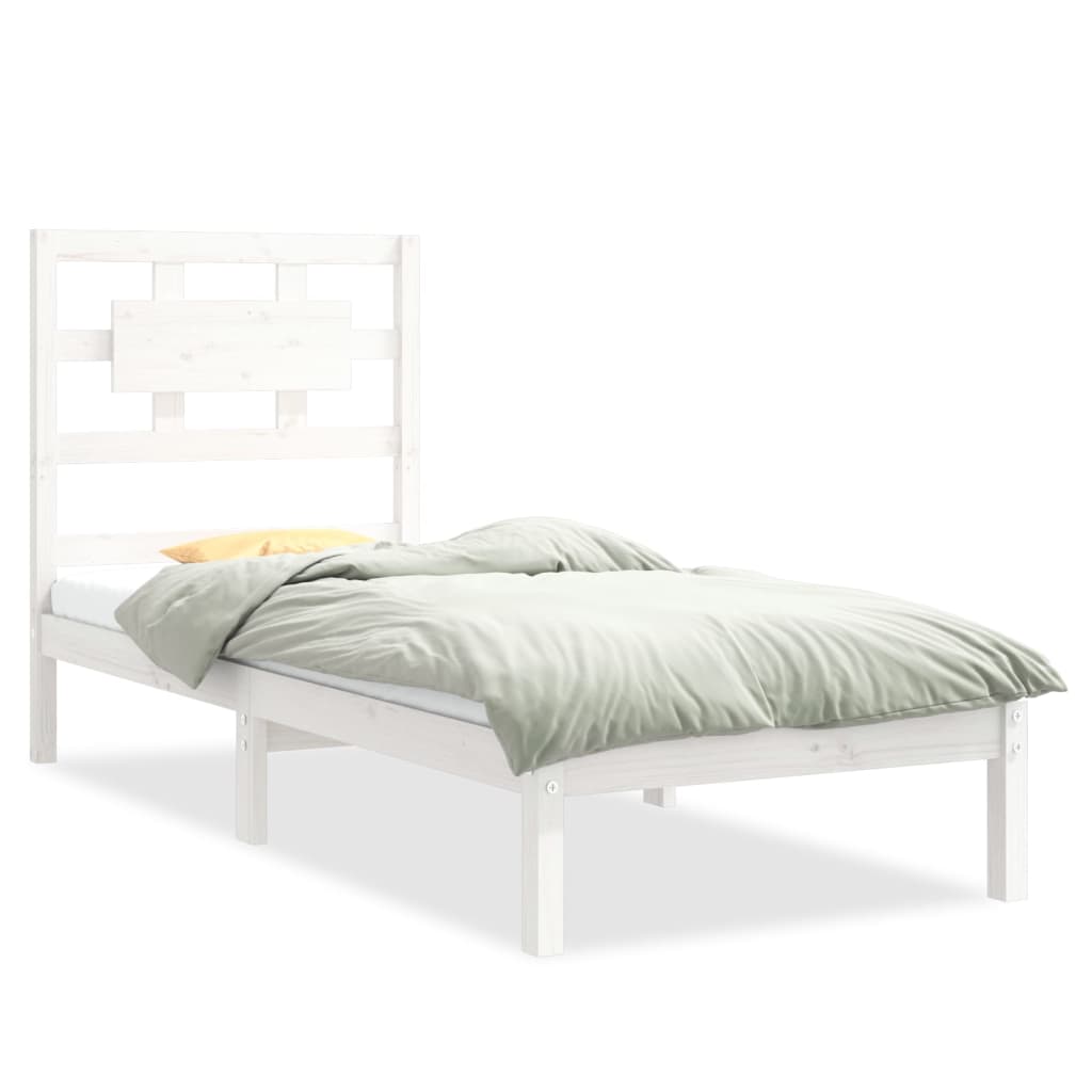 Bedframe Massief Hout Wit 75X190 Cm 2Ft6 Small Single