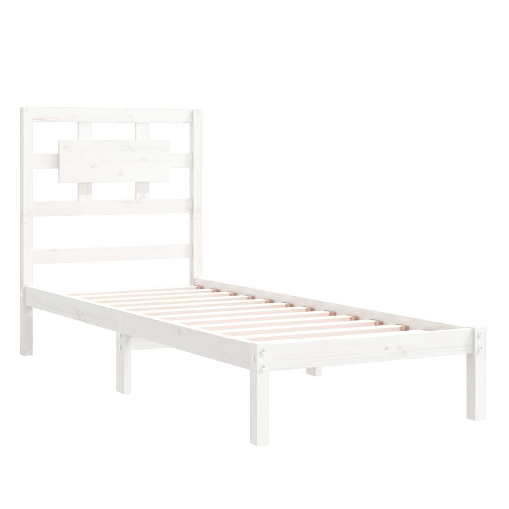Bedframe Massief Hout Wit 75X190 Cm 2Ft6 Small Single