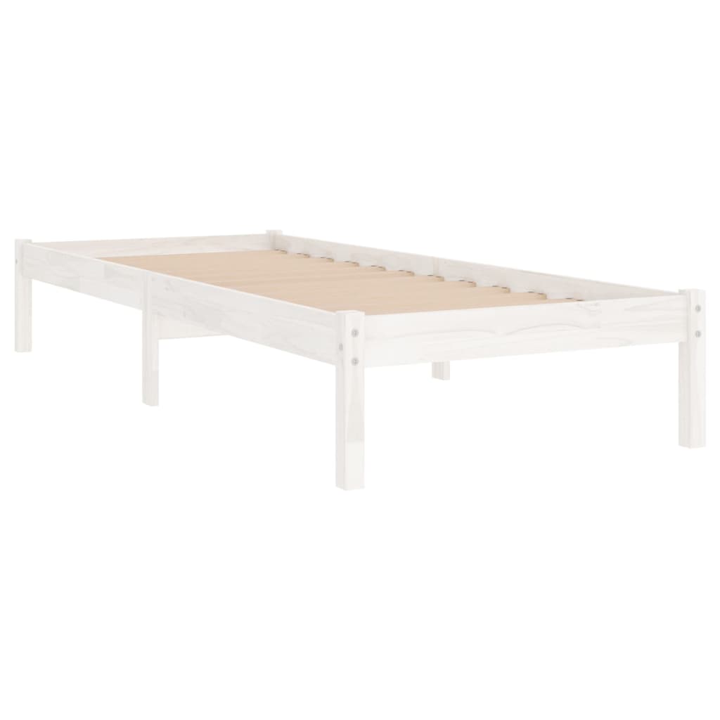 Bedframe Massief Hout Wit 75X190 Cm 2Ft6 Small Single