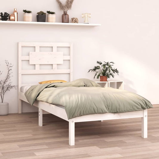 Bedframe Massief Hout Wit 75X190 Cm 2Ft6 Small Single