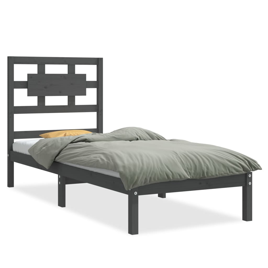 Bedframe Massief Hout Grijs 75X190 Cm 2Ft6 Small Single