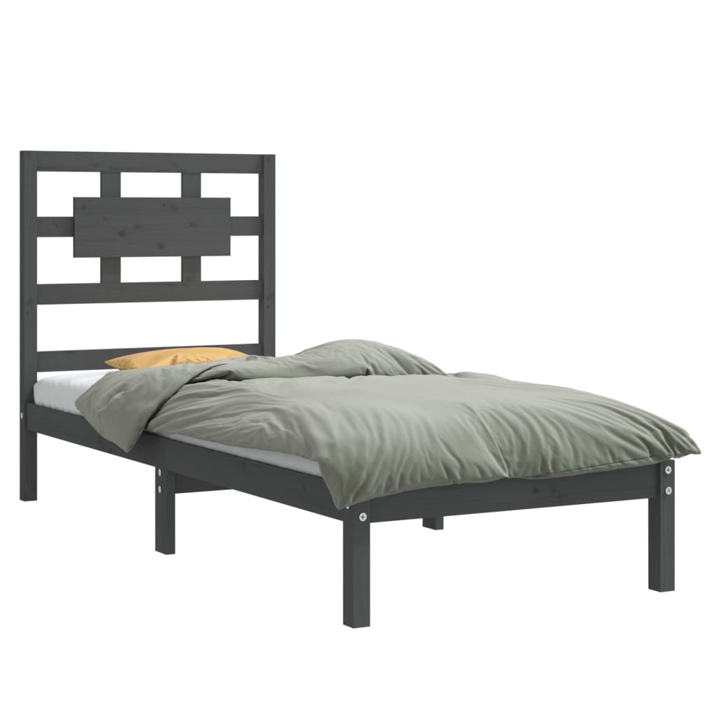Bedframe Massief Hout Grijs 75X190 Cm 2Ft6 Small Single