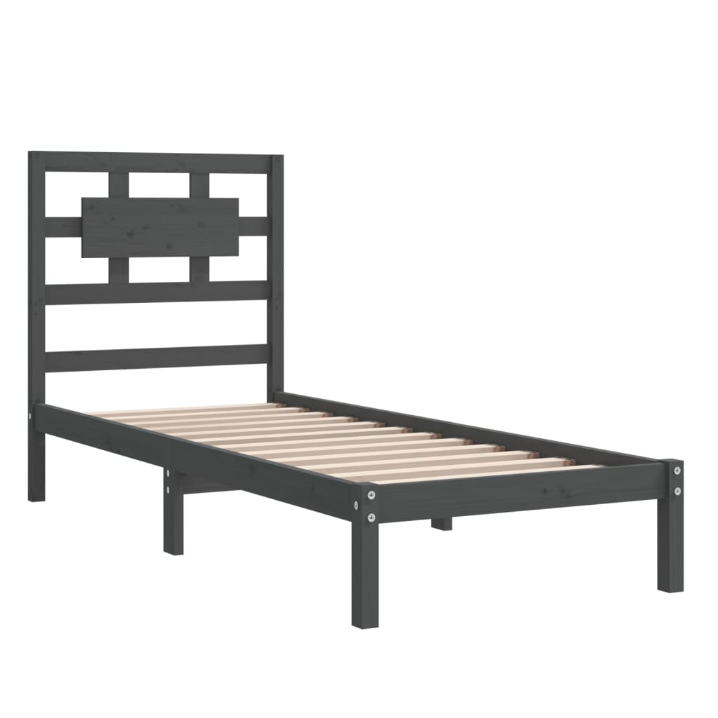 Bedframe Massief Hout Grijs 75X190 Cm 2Ft6 Small Single