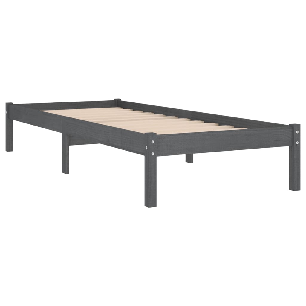 Bedframe Massief Hout Grijs 75X190 Cm 2Ft6 Small Single