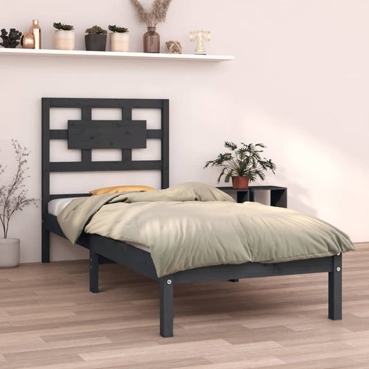 Bedframe Massief Hout Grijs 75X190 Cm 2Ft6 Small Single