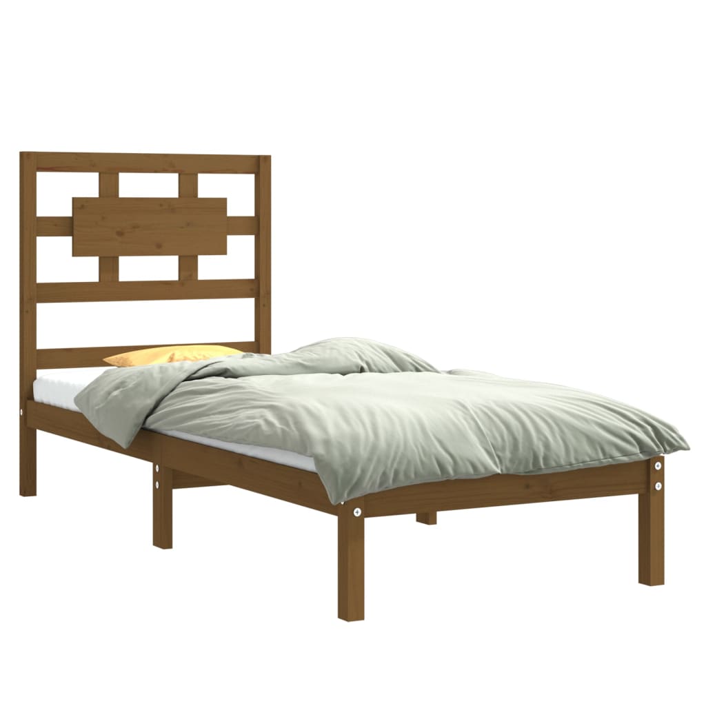 Bedframe Massief Hout Honingbruin 75X190 Cm 2Ft6 Small Single